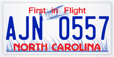 NC license plate AJN0557