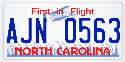 NC license plate AJN0563