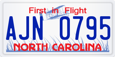 NC license plate AJN0795
