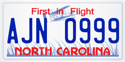 NC license plate AJN0999