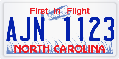 NC license plate AJN1123