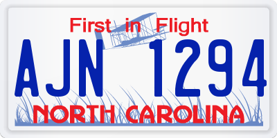 NC license plate AJN1294