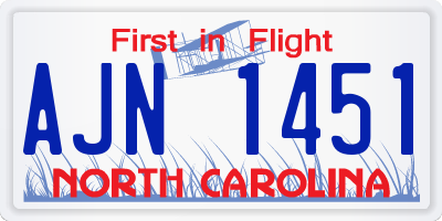 NC license plate AJN1451