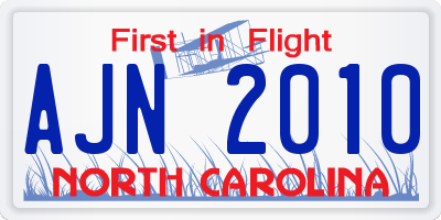 NC license plate AJN2010