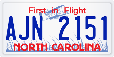 NC license plate AJN2151