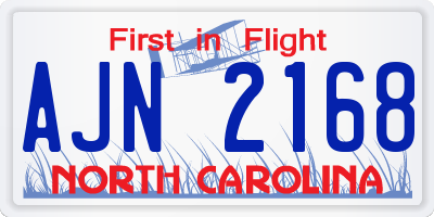 NC license plate AJN2168