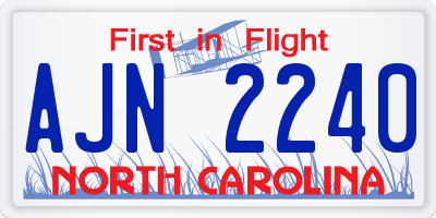 NC license plate AJN2240