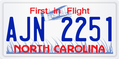 NC license plate AJN2251