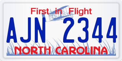 NC license plate AJN2344