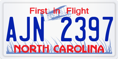 NC license plate AJN2397