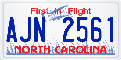 NC license plate AJN2561