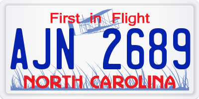 NC license plate AJN2689