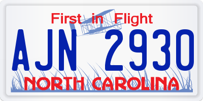 NC license plate AJN2930