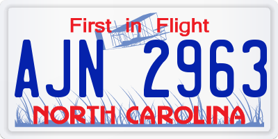 NC license plate AJN2963