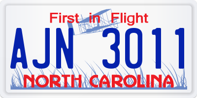 NC license plate AJN3011