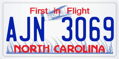 NC license plate AJN3069