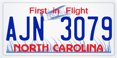 NC license plate AJN3079
