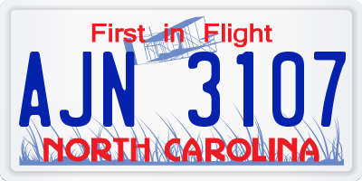 NC license plate AJN3107