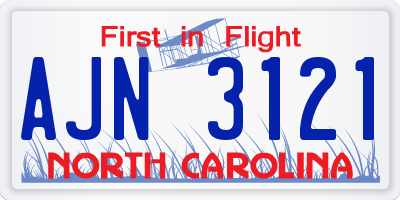 NC license plate AJN3121