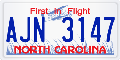 NC license plate AJN3147