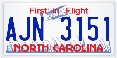 NC license plate AJN3151