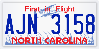 NC license plate AJN3158