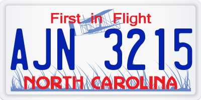NC license plate AJN3215