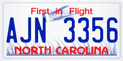 NC license plate AJN3356