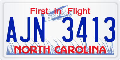 NC license plate AJN3413