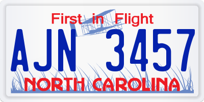 NC license plate AJN3457