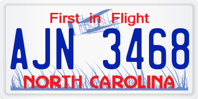 NC license plate AJN3468