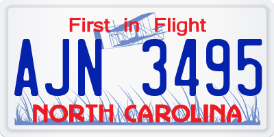 NC license plate AJN3495