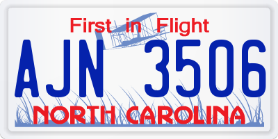 NC license plate AJN3506