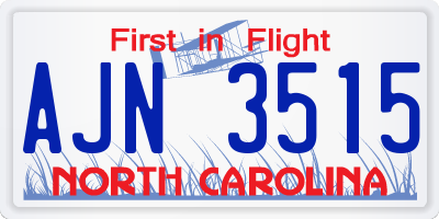 NC license plate AJN3515