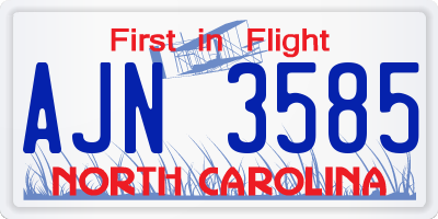 NC license plate AJN3585