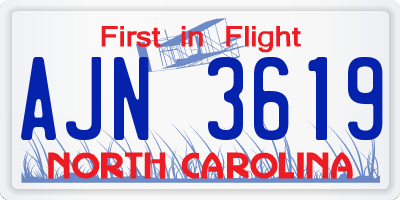 NC license plate AJN3619