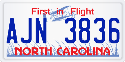 NC license plate AJN3836