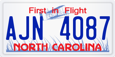 NC license plate AJN4087