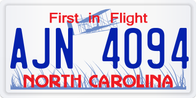 NC license plate AJN4094