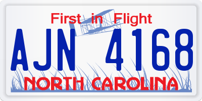 NC license plate AJN4168