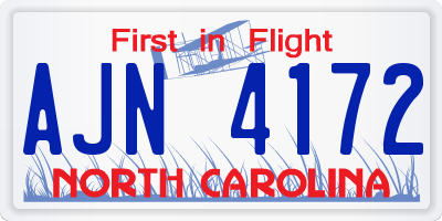 NC license plate AJN4172