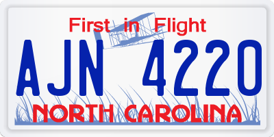 NC license plate AJN4220