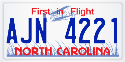 NC license plate AJN4221