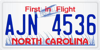 NC license plate AJN4536