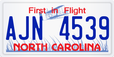 NC license plate AJN4539