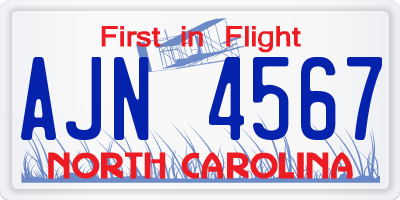 NC license plate AJN4567