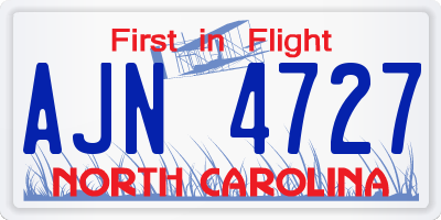 NC license plate AJN4727