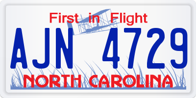 NC license plate AJN4729