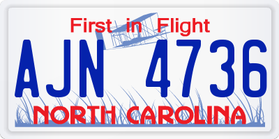 NC license plate AJN4736