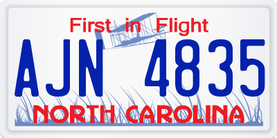 NC license plate AJN4835